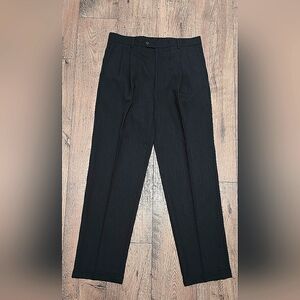 Pronto Uomo Men's Black Wool Cuffs Pleated Dress Pants 34W 32L/NWOT